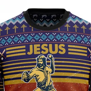 Baseball Jesus Save Ugly Christmas Sweater