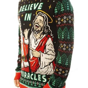 Believe In Miracles Jesus And Santa Ugly Christmas Sweater 3 result Photoroom