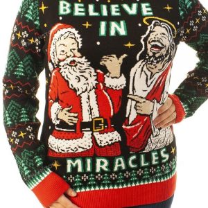 Believe In Miracles Jesus And Santa Ugly Christmas Sweater 5 Photoroom result