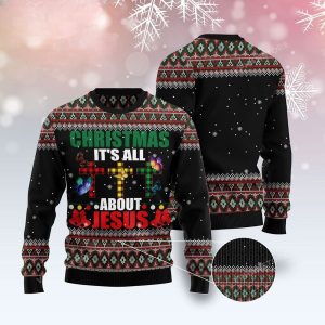 Butterfly All About Jesus Ugly Christmas Sweater