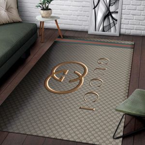 3D Golden Logo Gucci Living Room Carpet And Rug 001