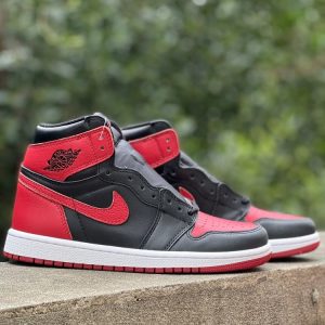 New Arrival Shoes AJ 1 High Og Retro Black Varsity Red