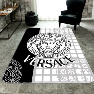 Basic Black And White Versace Living Room Carpet And Rug 004