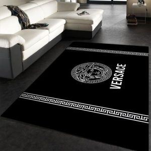Black And White Versace Living Room Carpet And Rug 005