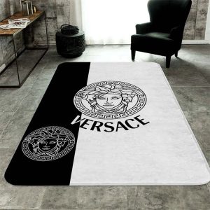 Black White Versace Living Room Carpet And Rug 008