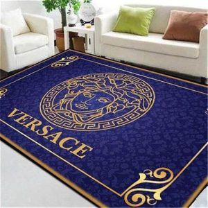 Blue Versace Living Room Carpet And Rug 009