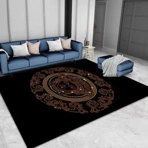 Bronze Logo Versace Living Room Carpet And Rug 010