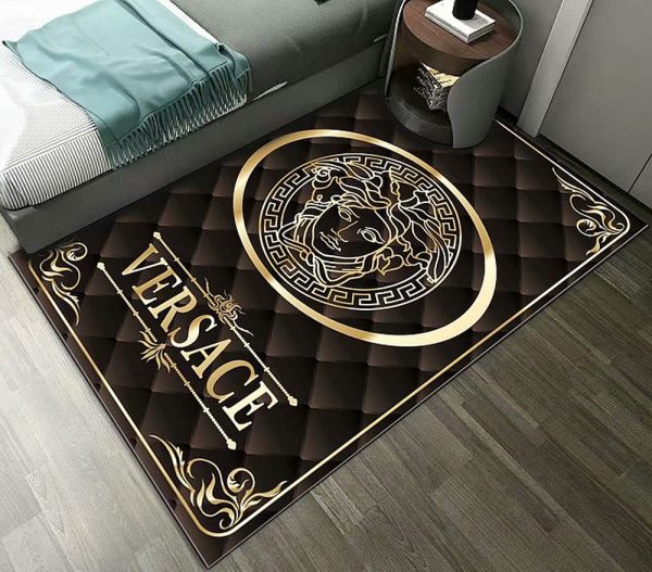 Brown Pattern Versace Living Room Carpet And Rug 014