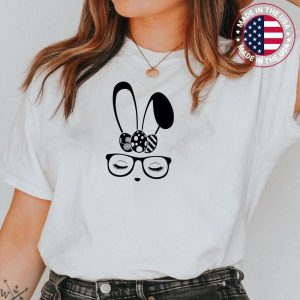 Bunny Face With Sunglasses For Boys Men Kids Easter Day T-Shirt