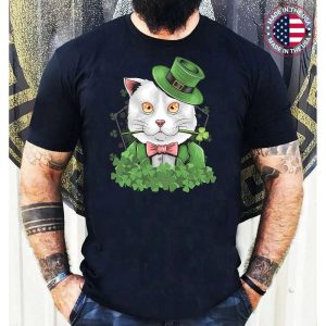Cat Leprechaun St Patricks Day Funny Cat Lover Shamrock T-Shirt