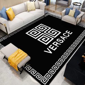 Charcoal Versace Living Room Carpet And Rug 019
