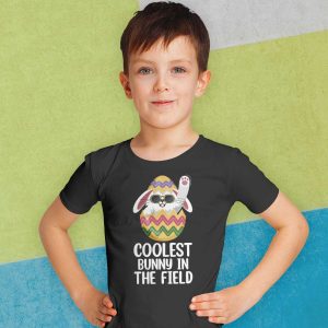 Coolest Bunny In The Field Cute Toddler Boys Easter Kids T-Shirt