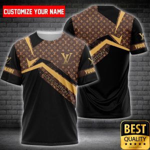 Custom Name Louis Vuitton Black Brown US T-Shirt 079