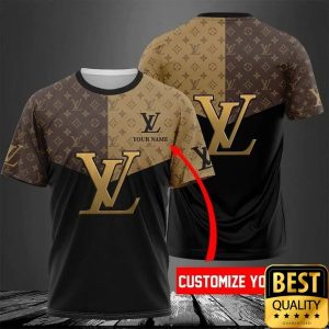 Custom Name Louis Vuitton Black Monogram US T-Shirt 080