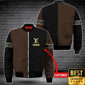 Customized Luxury Louis Vuitton Dark Brown and Black Name Strip 3D Shirt and Pants 3