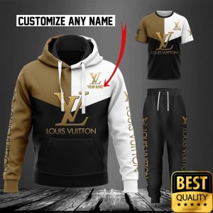 Customized Luxury Louis Vuitton White Black Brown 3D Shirt and Pants 1