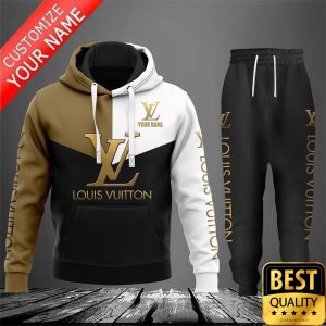 Customized Luxury Louis Vuitton White Black Brown 3D Shirt And Pants 084