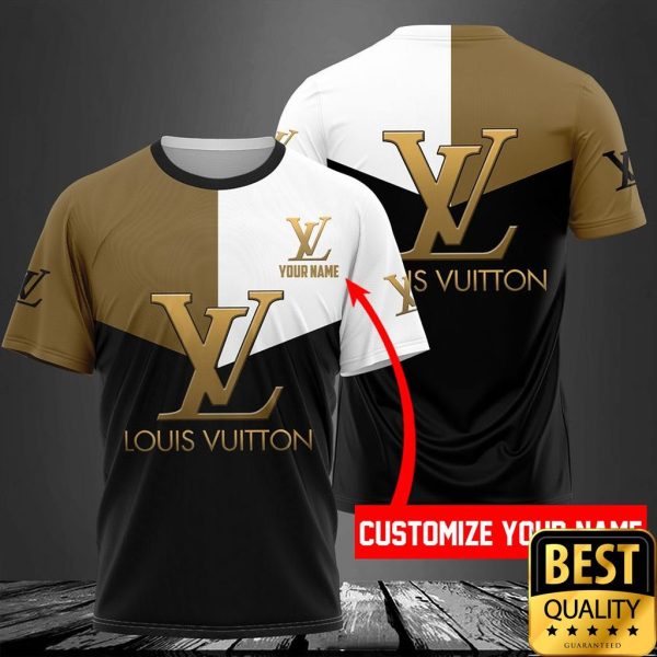 Customized Luxury Louis Vuitton White Black Brown 3D Shirt And Pants 084
