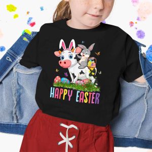 Cute Bunny Riding Cow Easter Egg Cute Rabbit Easter Day T-Shirt
