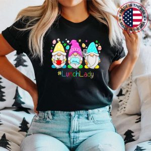 Cute Easter Day Gnome Love Lunch Lady Women Matching T-Shirt
