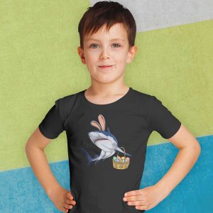 Cute Shark with Easter Basket and Bunny Ears Happy Easter T-Shirt