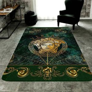 Dark Green Versace Living Room Carpet And Rug 021
