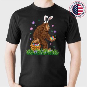 Easter Bigfoot With Egg Basket Funny Boys Kids Sasquatch T-Shirt