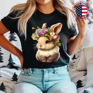 Easter Bunny Rabbit Women – Happy Bunny Flower Graphic Girls T-Shirt