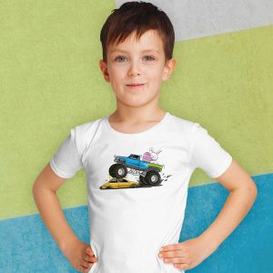 Easter Bunny Riding Monster Truck Cute Boys Kids Toddler T-Shirt