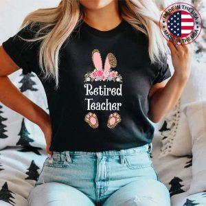 Easter Bunny School Teacher, Leopard Retired Teacher Easter T-Shirt