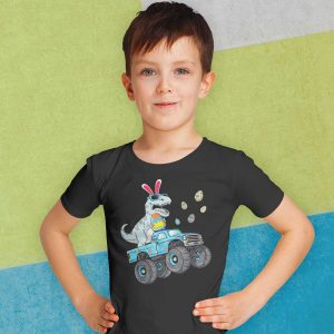 Easter Day T Rex Dino Riding A Monster Truck Boys Girls Kids T-Shirt