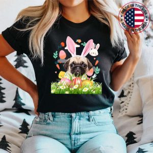 Easter Egg Lover Bunny Ear Pug Dog Face Easter Sunday T-Shirt