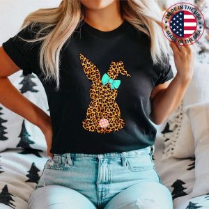 Easter Leopard Bunny Rabbit Palm Sunday Girls Women T-Shirt