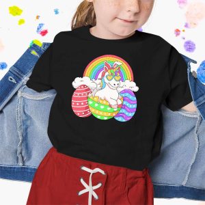 Easter Unicorn Shirt With Eggs Happy Easter Boys Girls Kids T-Shirt