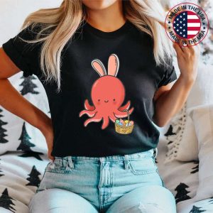 Funny Easter Octopus Easter Basket and Bunny Ears Easter Premium T-Shirt