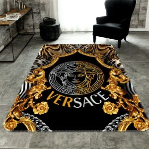 Goldy Flower Versace Living Room Carpet And Rug 028