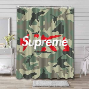 Green Camouflage Supreme Shower Curtain Set 019