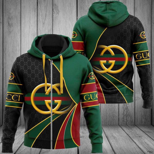 Gucci Big Gold Logo Luxury 3D Hoodie Limited Edition 140