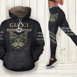 Gucci Black Cat Hoodie Leggings Luxury Brand Clothing 246