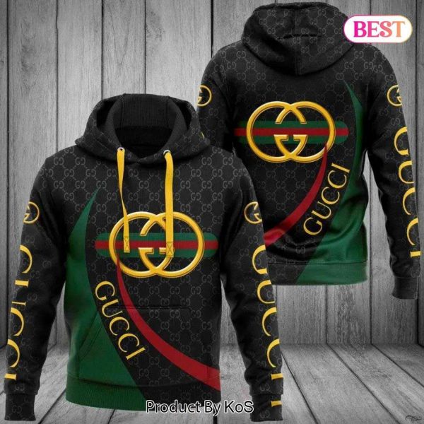 Gucci Black Green Unisex Hoodie Gucci Logo Hoodie For Men Women 247