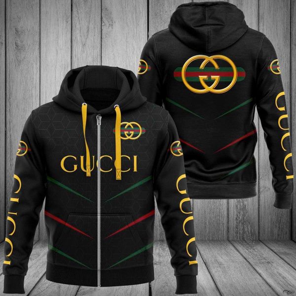 Gucci Gold Logo Luxury 3D Hoodie Limited Edition 095