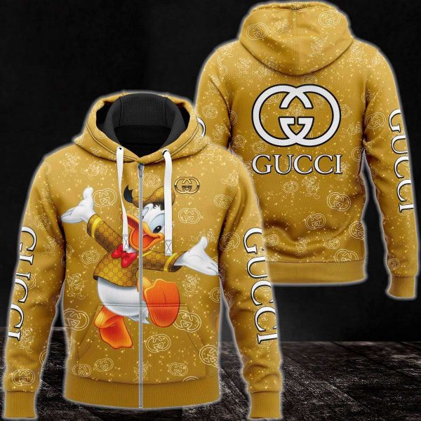 Gucci Luxury Brand Full Gold Color 3D Hoodie POD Design 197