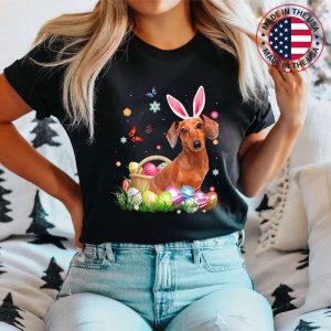 Happy Easter Cute Bunny Dachshund Wearing Bunny Ears Gift T-Shirt