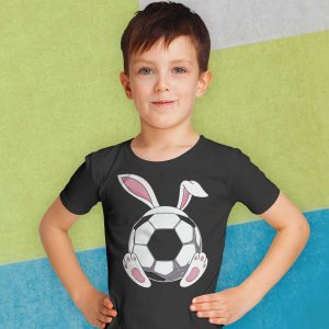 Happy Easter Soccer Bunny Ears Funny Egg Boys Girls T-Shirt