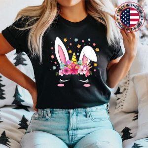 Happy Easter Unicorn Bunny Girls Kids Easter Eggs Kids Girls T-Shirt