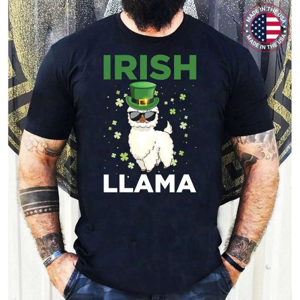 Irish Llama Lucky Shamrock St Patricks Day Animal Lover T-Shirt