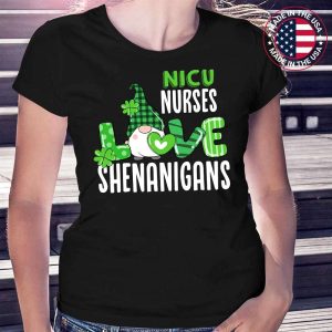 LOVE NICU Nurse Funny St Patricks Day Gnome Shenanigans T-Shirt