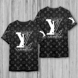 Louis Vuitton Black Luxury Color 3D T-Shirt 033