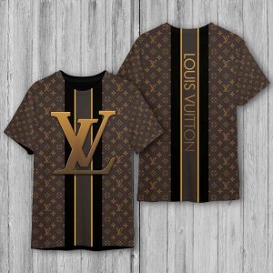 Louis Vuitton Luxury Brand Vertical Plaid 3D T-Shirt 060