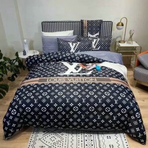 LV Type Bedding Sets Duvet Cover LV Bedroom Sets Luxury Brand Bedding 100